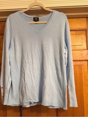 Light Blue V-Neck Women's Sweater